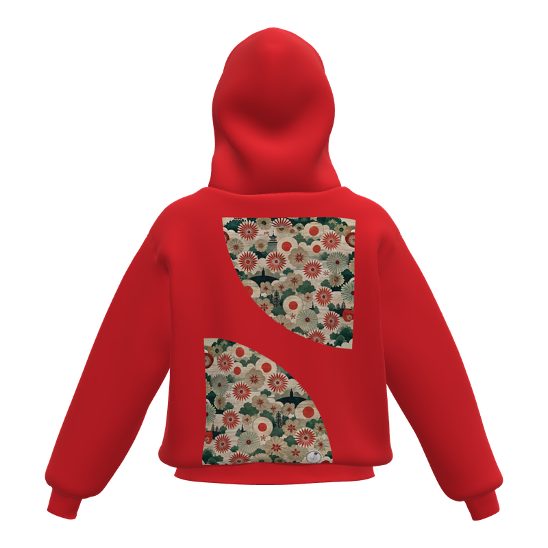 Heavyweight Oversized Organic Hoodie (sparkling red) – “名誉 Kokoro no Kizuna” – Special Edition - Image 2