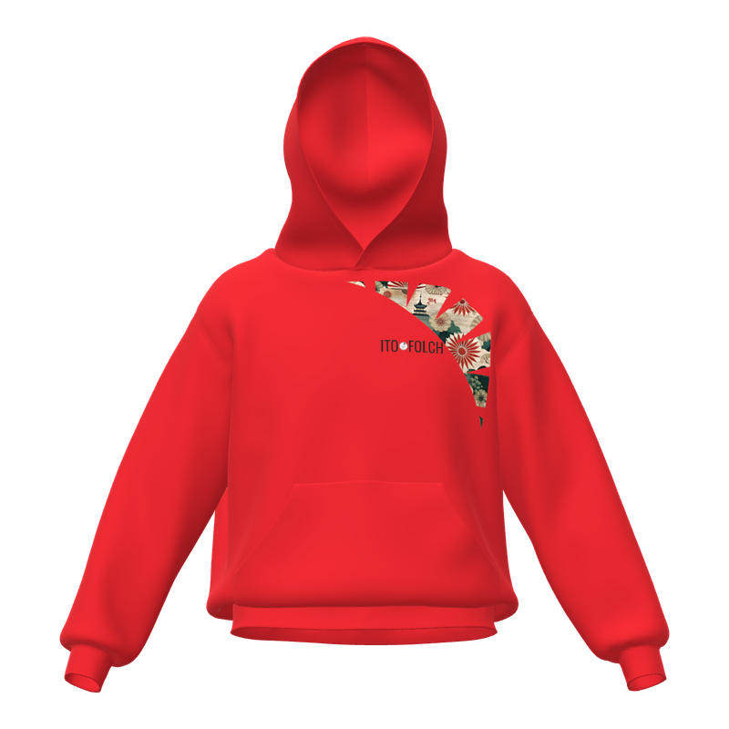 Heavyweight Oversized Organic Hoodie (sparkling red) – “名誉 Kokoro no Kizuna” – Special Edition